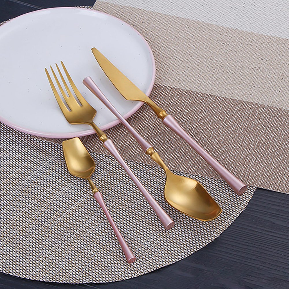 40 Pieces Pink Silverware Set, Pink Flatware Set, 18/8 Food-Grade Stainless Steel Cutlery Set for 10, Tableware Eating Utensils, Small Waist Grip, Dishwasher Safe