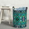 Blue and green geometric Laundry Basket with Handle Waterproof Laundry Hamper Portable Circular Dirty Clothes Hamper Foldable Storage Basket Lightweight Organizer Basket for Bathroom Bedroom view 1