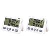 Hemoton 2pcs Double Screen Digital Kitchen Timer Loud Alarm Countdown and Timer for Cooking and Laboratory Use Magnetic Backing No Battery Required White view 1
