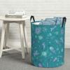 Aqua blue space pattern Laundry Basket with Handle Waterproof Laundry Hamper Portable Circular Dirty Clothes Hamper Foldable Storage Basket Lightweight Organizer Basket for Bathroom Bedroom view 1