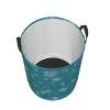 Aqua blue space pattern Laundry Basket with Handle Waterproof Laundry Hamper Portable Circular Dirty Clothes Hamper Foldable Storage Basket Lightweight Organizer Basket for Bathroom Bedroom view 4