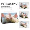 Lovely Pig Grass Tissue Box Cover, PU Leather Rectangular Tissue Box Case Organizer Holder Vanity Dresser Night Stand Table Countertop Home Office Car 7.7X4.7X4.3'' view 4