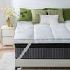QUEEN ROSE Mattress Topper King Size, Pillow Top Extra Thick Mattress Pad, Soft Baffle Box Overfilled Down Alternative for Back Pain, 4 Corner Straps, White view 1