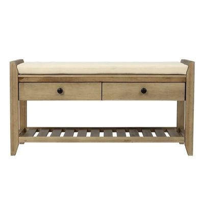 GRFIT Shoe Storage Cabinet Shoe Rack with Cushioned Seat and Drawers, Multipurpose Entryway Storage Bench, Grey Wash Shoe Organizer