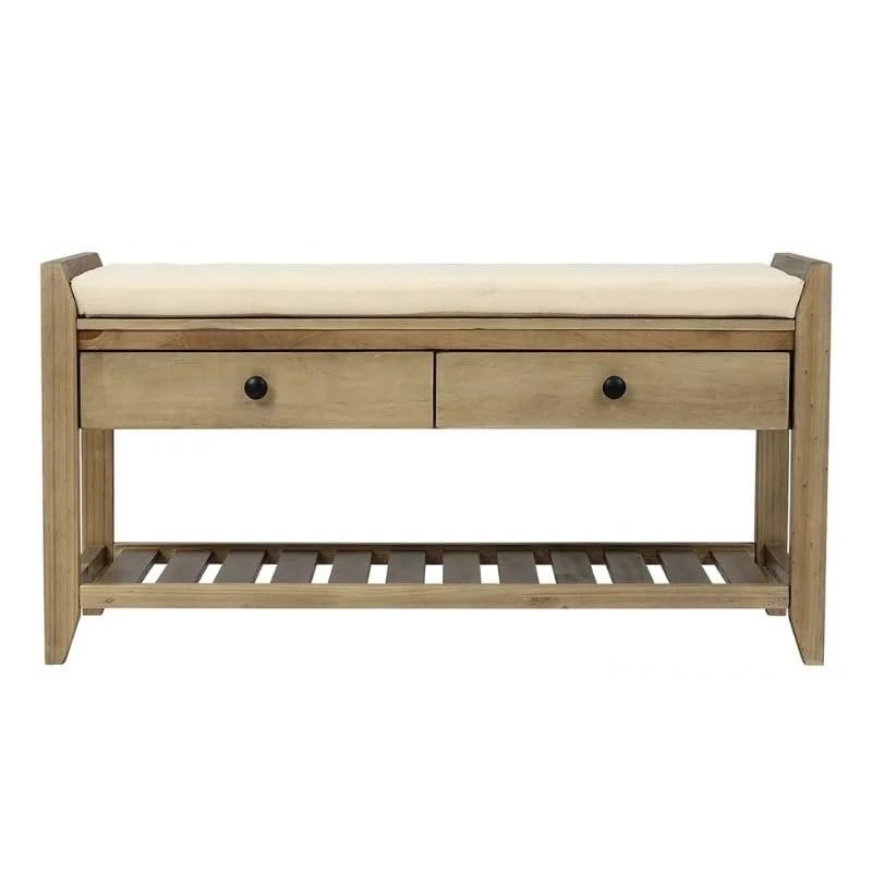 GRFIT Shoe Storage Cabinet Shoe Rack with Cushioned Seat and Drawers, Multipurpose Entryway Storage Bench, Grey Wash Shoe Organizer