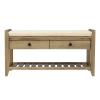 GRFIT Shoe Storage Cabinet Shoe Rack with Cushioned Seat and Drawers, Multipurpose Entryway Storage Bench, Grey Wash Shoe Organizer view 1