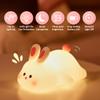 OkiyiD Bunny Lamp,Big Face Rabbit Night Light for Kids, Cute Easter Bunny Gifts, Kawaii Nursery Bedroom Decor, Rechargeable Silicone LED Squishy Night Light view 4