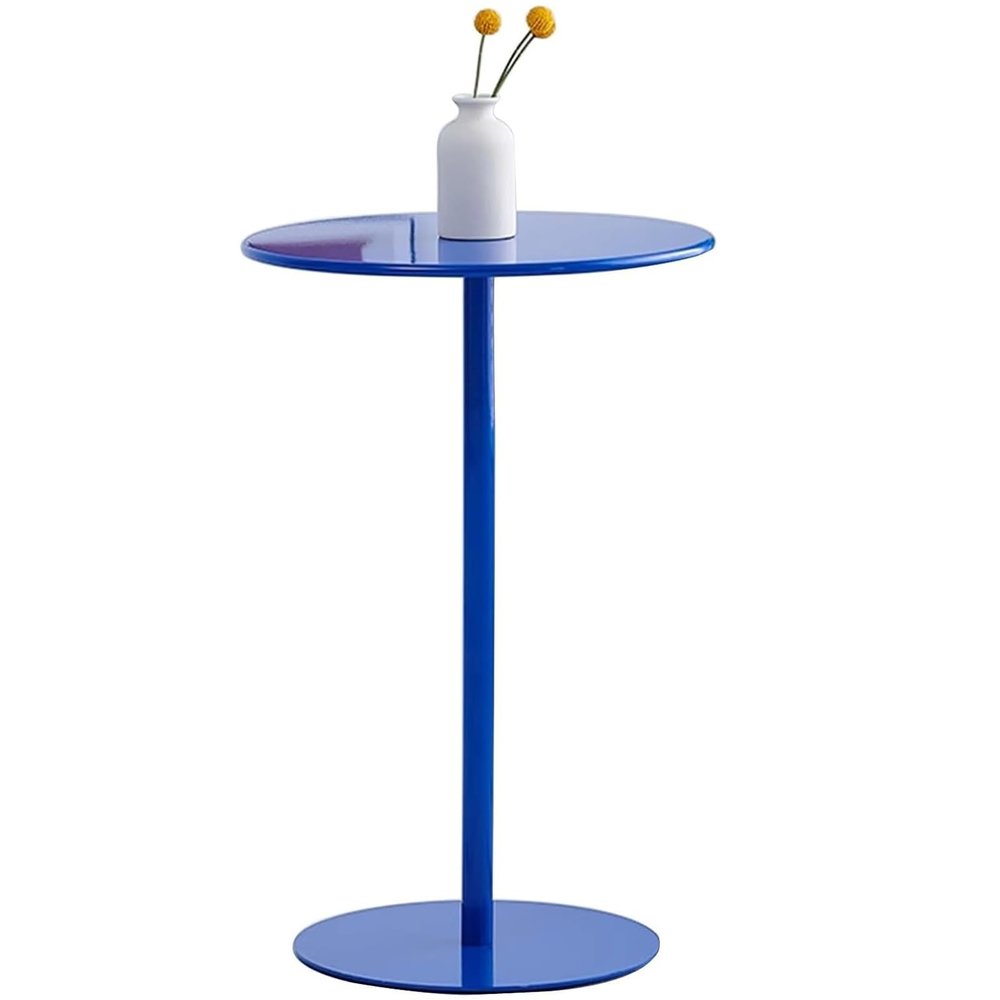 Lonmrrton Blue Cocktail Bar Table | Round Bistro Table Counter Height Pub Table | High Kitchen Dining Table | Metal Coffee End Table Sofa Side Table Snack Table (Size : 60x60x72cm)