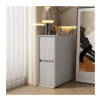 Bed Side Tables Nightstand with 2 Drawers Space Saving Ultra Narrow Bedside Table Wood End Tables Side Table Bedside Locker for Livingroom Bedroom Office, Grey Nightstands (Size : L30xD40xH50cm)