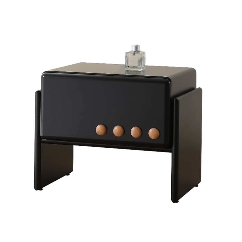 WAOCEO Bed Side Tables Nightstand with 1 Drawers Side Table for Livingroom, Bedside Table with Wood Legs, Modern End Side Table for Bedroom Nightstands (Color : Black)