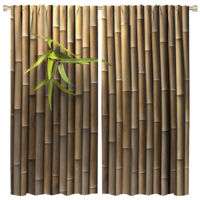 Bamboo 3D Printed Outdoor Curtain Zen Japanese Nature Thermal Insulated Room Darkening Curtains for Living Room Bedroom Drapes 2 Panels 42x45 Inch