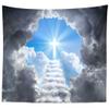 Loccor Cross Tapestry Stairway to Heaven Tapestry Wall Hanging Heaven Clouds Holy Jesus Cross Wall Hanging Religous Church Decor Home Bedroom,Living Room Artistic Decor 70L x 47W view 1