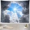 Loccor Cross Tapestry Stairway to Heaven Tapestry Wall Hanging Heaven Clouds Holy Jesus Cross Wall Hanging Religous Church Decor Home Bedroom,Living Room Artistic Decor 70L x 47W view 4