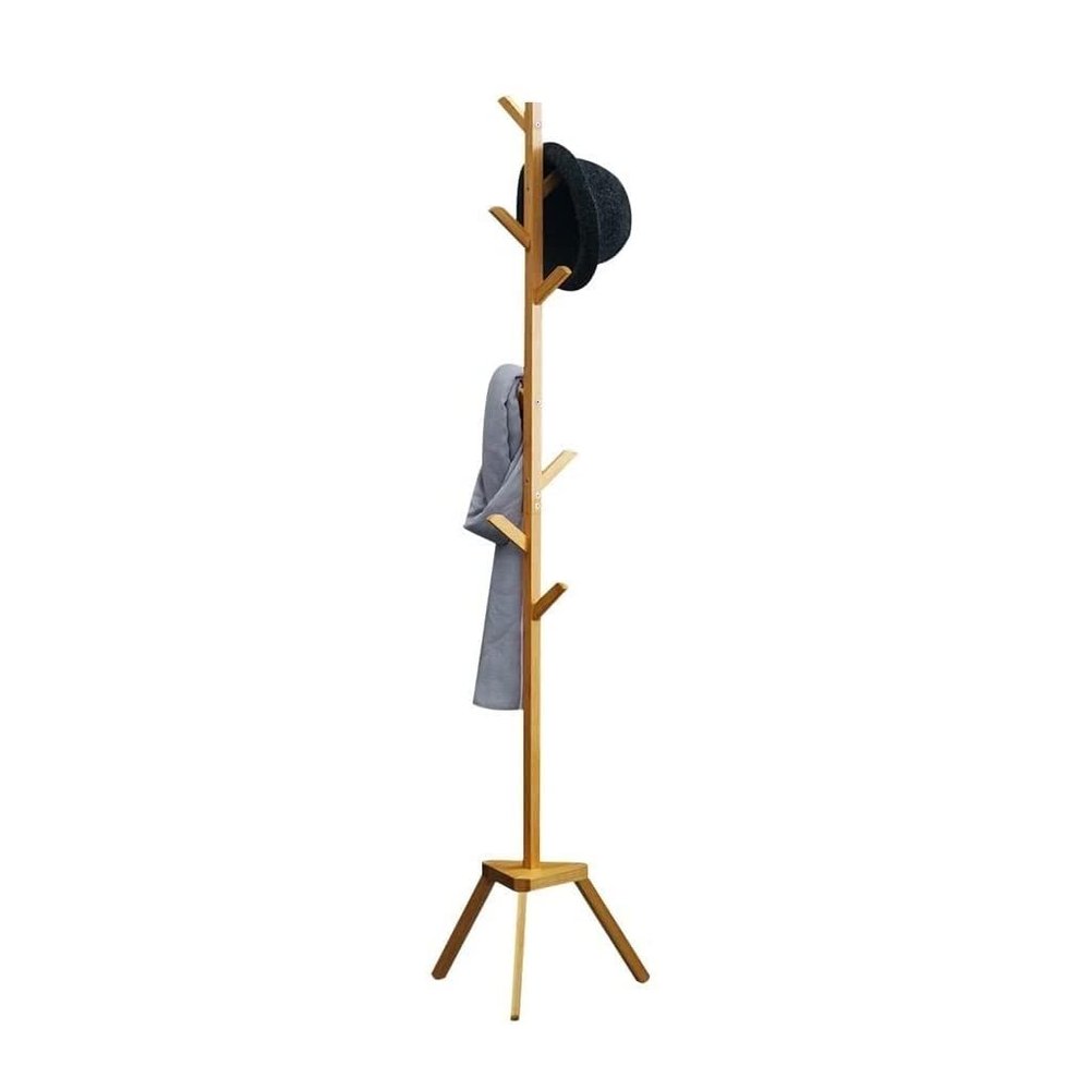 Coat Shelf Coat Rack Coat Stand Coat Rack Tree Bamboo Freestanding Floor Coat Stand With 8 Hooks & Tripod Chassis For Coats Hats Bags Entryway Hallway Coat Hat Rack Coat Holder ( Color : Wood color )
