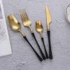 48 Pieces Gold-Black Silverware Set, Black-Gold Flatware Set, Food-Grade Stainless Steel Cutlery Set for 12, Tableware Eating Utensils, Small Waist Grip, Dishwasher Safe view 1