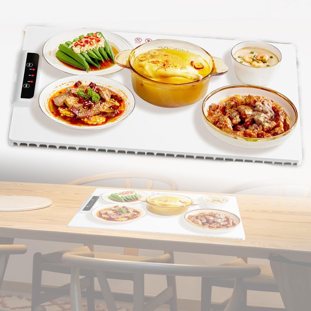 Portable Food Warmer Hot Plate Placemat, Electric Warming Tray with Adjustable Temperature, Portable Electric Warming Tray with Adjustable Temperature, for Home, Buffets, Restaurants