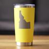Bevvee Idaho State Outline - Insulated Coffee Tumbler Cup with Sliding Lid - Stainless Steel Travel Mug - Idaho Gifts for Women and Men - Yellow view 2