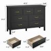 Tradare Black Dresser for Bedroom, 7 Drawer Wood Double Dresser with Golden Handles, Wide Chest of Organizer Storage Drawers for Living Room, Hallway, Entryway view 2