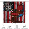FBMLBRB Brebasf Rustic Barbershop American Flag 4 Pcs Waterproof Shower Curtain Set,Retro 70s80s Salon Barber Haircut Theme with Waterproof Toilet Cover Shower Mat Rugs view 2