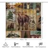 Brebasf Rustic Cabin Hunting Theme Elk 4 Pieces Shower Curtain Set, Vintage Fall Forest Animal Bear Deer Non-Slip Rugs Toilet Lid Cover Bath Mat and Bathroom Curtain view 2