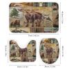 Brebasf Rustic Cabin Hunting Theme Elk 4 Pieces Shower Curtain Set, Vintage Fall Forest Animal Bear Deer Non-Slip Rugs Toilet Lid Cover Bath Mat and Bathroom Curtain view 3