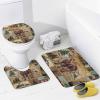 Brebasf Rustic Cabin Hunting Theme Elk 4 Pieces Shower Curtain Set, Vintage Fall Forest Animal Bear Deer Non-Slip Rugs Toilet Lid Cover Bath Mat and Bathroom Curtain view 4