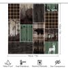 FBMLBRB Brebasf Cabin Hunting Theme Deer 4 Pcs Waterproof Shower Curtain Set,Rustic Plaid Arrow Wood Boards Forest Animal Bear with Waterproof Toilet Cover Shower Mat Rugs view 2