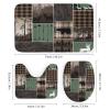 FBMLBRB Brebasf Cabin Hunting Theme Deer 4 Pcs Waterproof Shower Curtain Set,Rustic Plaid Arrow Wood Boards Forest Animal Bear with Waterproof Toilet Cover Shower Mat Rugs view 3