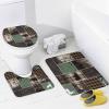 FBMLBRB Brebasf Cabin Hunting Theme Deer 4 Pcs Waterproof Shower Curtain Set,Rustic Plaid Arrow Wood Boards Forest Animal Bear with Waterproof Toilet Cover Shower Mat Rugs view 4