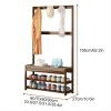 XRRJFYH Shoe Bench with Coat Rack, Bamboo Shoe Rack Bench, Small Shoe Storage Bench, Entryway Bench with Shoe Storage, Shoe Organizer Bench (Size : 60cm/23.6in) view 2