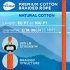 TECEUM Cotton Rope 3/16 (5 mm)  100 FT  Strong All-Purpose Braided Rope  Natural Cotton  for Crafting, amping, Clothes Line, DIY, Indoor & Outdoor Use  Orange view 2