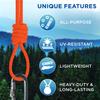 TECEUM Cotton Rope 3/16 (5 mm)  100 FT  Strong All-Purpose Braided Rope  Natural Cotton  for Crafting, amping, Clothes Line, DIY, Indoor & Outdoor Use  Orange view 4
