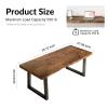 SXXjiaju Solid Wood Desk 55 inches, Home Office Computer Desk Wooden Rustic Writing Desk Metal Modern Simple Design Executive Real Wood Desk(Dark Brown) view 2