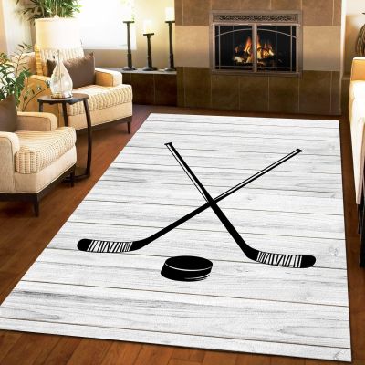 ERAYNA Hockey Hockey Sport Area Rugs, Ice Hockey Player Ice Speed Indoor Non-Slip Kids Rug, Upholstery Rug with Non-Slip Backing for Kids Boys Girls Bedroom Living Room Dining Room Study 5ftx6ft