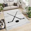 ERAYNA Hockey Hockey Sport Area Rugs, Ice Hockey Player Ice Speed Indoor Non-Slip Kids Rug, Upholstery Rug with Non-Slip Backing for Kids Boys Girls Bedroom Living Room Dining Room Study 5ftx6ft view 2