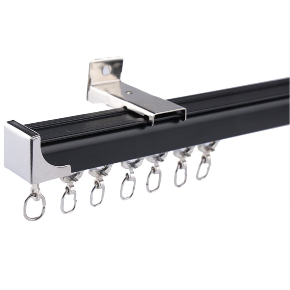 Room Divider Ceiling Track Hospital Black Curtain Track for Ceiling/Wall Mount, Hospital/Bedroom/Balcony Straight Curtain Rail Set, 10feet /11ft/12ft/13ft Long ( Color : Wall Mount , Size : 1m/3.2ft )