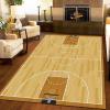 Basketball Court Wood Grain Area Rugs, Basketball Game Court Soft Washable Carpet, Upholstery Rug with Non-Slip Backing for Kids Boys Girls Bedroom Living Room Dining Room Study 3ftx5ft view 2