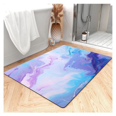 Marble Texture Bathroom Rug Quick Dry Super Absorbent Bath Mat Doormat Diatomite Mud Floor Mat Non Slip Rubber Bath Floor Rugs Washable Shower Rug for in Front of Bathtub,1.5x2.5ft/18x30in/45x75cm