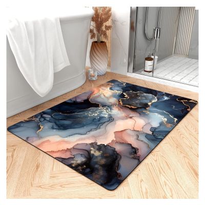 Absorbent Bath Mat, Quick-Drying Bathroom Mats, Living Room Floor Mat, Rubber Non-Slip Bottom, Easy to Clean Bathroom Rugs, Simple Kitchen Doormat (Rectangle Dark Grayish Blue,1.5x2.5ft/18x30in)