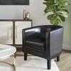 BELLEZE Accent Barrel Chair, Set of 2 Faux Leather Round Club Tub Sofa Corner Chair with Flared Legs and Cozy Soft Padding for Living Room Bedroom Waiting Room - Black view 2