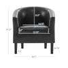 BELLEZE Accent Barrel Chair, Set of 2 Faux Leather Round Club Tub Sofa Corner Chair with Flared Legs and Cozy Soft Padding for Living Room Bedroom Waiting Room - Black view 3