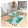 NEVKA Thin Bath Mat Diatomaceous Earth Bath Mat Non-Slip Super Absorbent Thin Bath Mats for Bathroom Quick Drying Diatomite Thin Shower Mat Marble Texture Easy to Clean(5x8ft/60x96in Turquoise) view 1