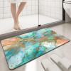 NEVKA Thin Bath Mat Diatomaceous Earth Bath Mat Non-Slip Super Absorbent Thin Bath Mats for Bathroom Quick Drying Diatomite Thin Shower Mat Marble Texture Easy to Clean(5x8ft/60x96in Turquoise) view 3