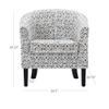 BELLEZE Accent Barrel Chair Set of 2, Linen Round Chair Club Tub Sofa Corner Chair with Flared Legs and Cozy Soft Padding for Living Room Bedroom Waiting Room - White & Brown view 3