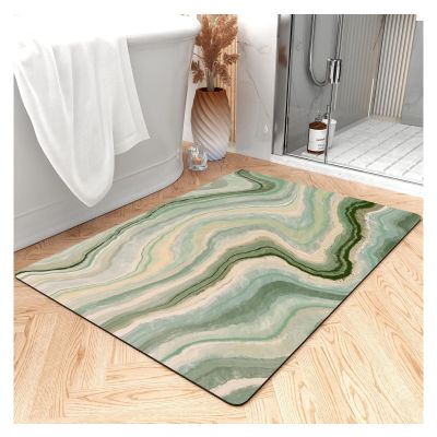 NEVKA Thin Bath Mat, Diatomaceous Earth Shower Mat Nonslip Super Absorbent Quick Drying Bathroom Floor Mat for Kitchen Counter, Green Marble Bathroom Mat Thin Easy to Clean (4x5ft/48x60in/120x150cm)