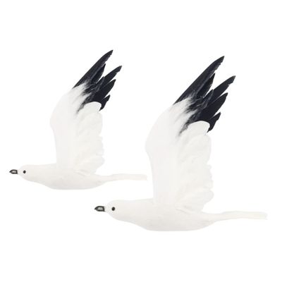 GOOHOCHY Artificial Seagull Ornaments 2 Pieces Lightweight Foam Coastal Bird Figurines for Indoor Outdoor Garden Patio Decoration Realistic Seagull Decor for Home Office