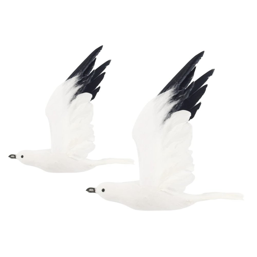 GOOHOCHY Artificial Seagull Ornaments 2 Pieces Lightweight Foam Coastal Bird Figurines for Indoor Outdoor Garden Patio Decoration Realistic Seagull Decor for Home Office
