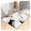 Diatomaceous Earth Bath Mat Bathtub Mat Fast Drying Non-Slip Shower Mat Bath Thin Mat Super Absorbent Washable Bathroom Floor Mat, Black and White Marble Texture, Rectangle 3x6ft/36x72in/90x180cm view 1