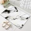 Diatomaceous Earth Bath Mat Bathtub Mat Fast Drying Non-Slip Shower Mat Bath Thin Mat Super Absorbent Washable Bathroom Floor Mat, Black and White Marble Texture, Rectangle 3x6ft/36x72in/90x180cm view 2