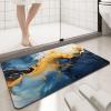 NEVKA Thin Bath Mat - Diatomaceous Earth Shower Mat, Non-Slip Super Absorbent Quick Drying Bathroom Floor Mat, Dark Abstract Marble Texture, Easy to Clean (3x5ft/36x60in/90x150cm Steel Blue/Gold) view 3